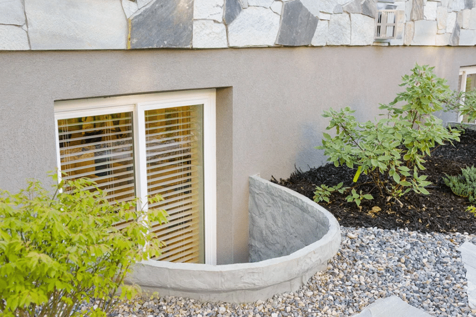 Basement egress window with window well