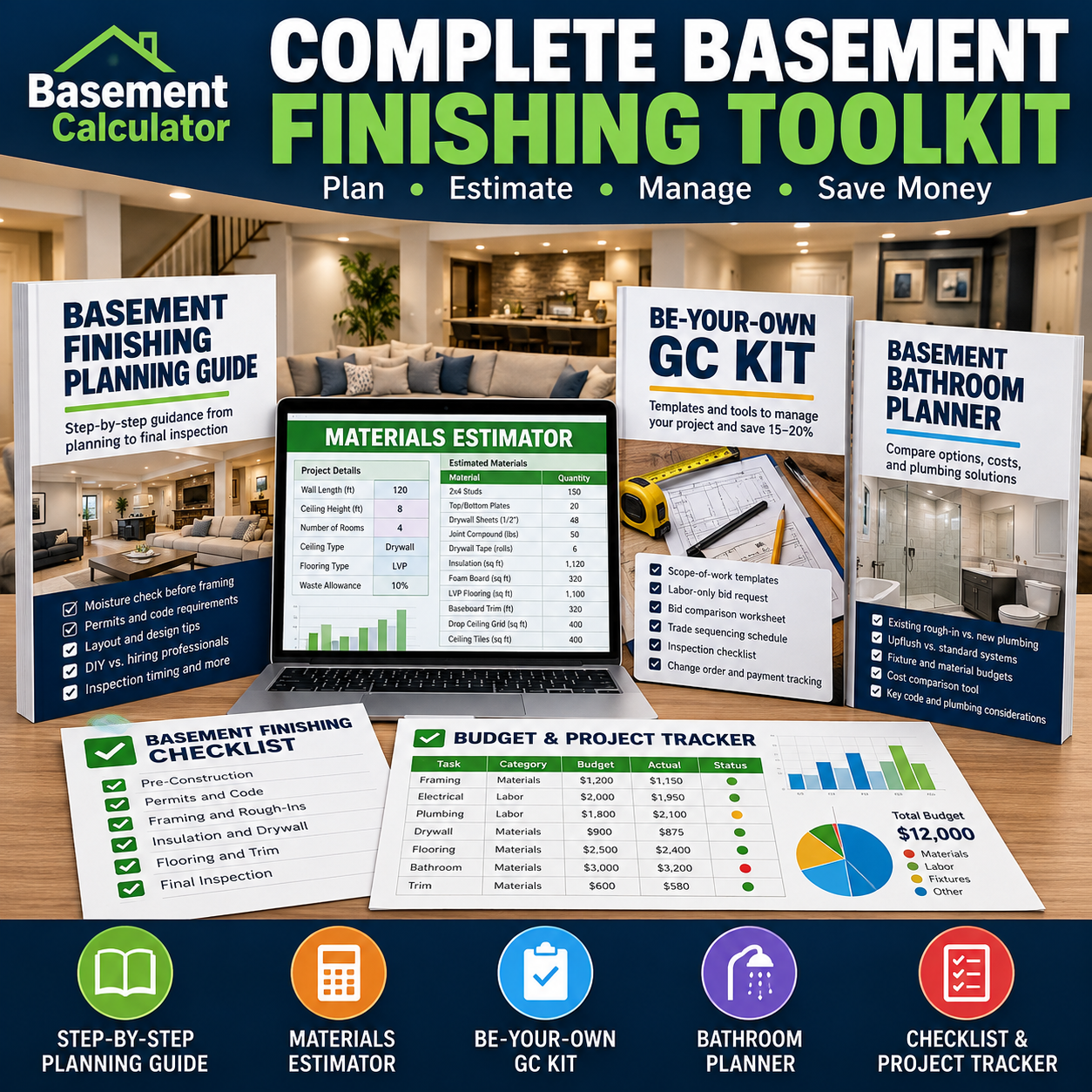 Complete Basement Finishing Toolkit: planning guide and spreadsheets